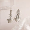 Women's Asymmetrical Star Moon Zircon Earrings Copper Geometric Style