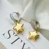 Women's Asymmetrical Star Moon Zircon Earrings Copper Geometric Style