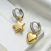 Women's Asymmetrical Star Moon Zircon Earrings Copper Geometric Style