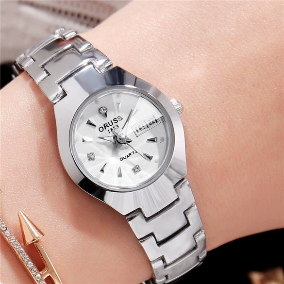 Women's Automatic Movement Watch Steel Case And Strap Round Dial Waterproof Luminous