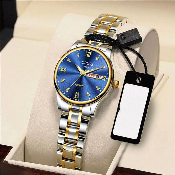 Women's Automatic Movement Watch Steel Case And Strap Round Dial Waterproof Luminous