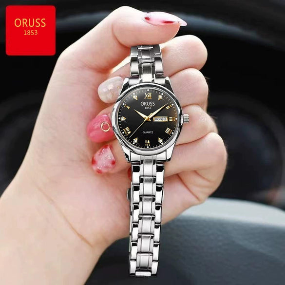 Women's Automatic Movement Watch Steel Case And Strap Round Dial Waterproof Luminous