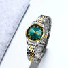 Women's Automatic Movement Waterproof Luminous Watch With Tungsten Steel Color Round Dial Steel Case And Fine Steel Strap