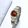 Women's Automatic Movement Waterproof Luminous Watch With Tungsten Steel Color Round Dial Steel Case And Fine Steel Strap
