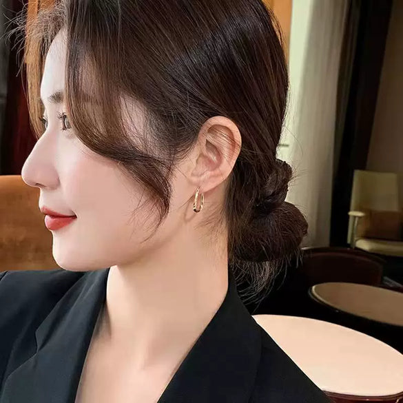 Women's Autumn And Winter Elegant Niche French Earrings Metal Geometric Electroplated Ear Studs