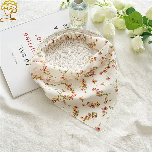 Women's Baotou Triangular Cloth Headscarf With Geometric Pattern And Elastical Band