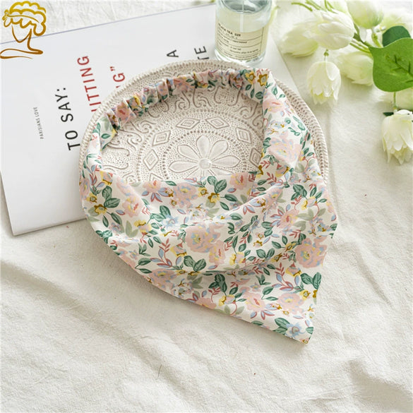 Women's Baotou Triangular Cloth Headscarf With Geometric Pattern And Elastical Band