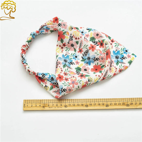 Women's Baotou Triangular Cloth Headscarf With Geometric Pattern And Elastical Band