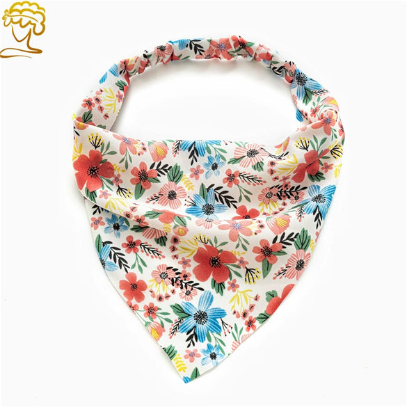 Women's Baotou Triangular Cloth Headscarf With Geometric Pattern And Elastical Band