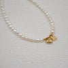 Women's Baroque Freshwater Pearl And Titanium Steel Geometric Handmade Pendant Necklace With Cross Chain