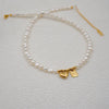 Women's Baroque Freshwater Pearl And Titanium Steel Geometric Handmade Pendant Necklace With Cross Chain