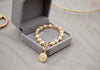 Women's Baroque Freshwater Pearl Geometric Style Bracelet With 18K Real Gold