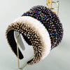 Women's Baroque Geometric Colorful Crystal And Sponge Headband With Handsewn Diamond Detail Thin Hair Accessory