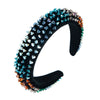 Women's Baroque Geometric Colorful Crystal And Sponge Headband With Handsewn Diamond Detail Thin Hair Accessory