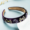 Women's Baroque Geometric Flannel Headband With Gem Rhinestone Embellishment And Diamond Style Design