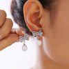 Women's Baroque Imitation Pearl 316L Stainless Steel Gold Plated Retro Bow Geometric Earrings