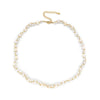 Women's Baroque Natural Pearl And Organic Glass Daisy Flower Handwoven Clavicle Chain With Geometric Styling