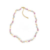 Women's Baroque Natural Pearl And Organic Glass Daisy Flower Handwoven Clavicle Chain With Geometric Styling