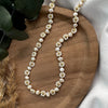 Women's Baroque Natural Pearl And Organic Glass Daisy Flower Handwoven Clavicle Chain With Geometric Styling