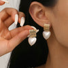 Women's Baroque Pearl Drop Earrings With Electroplated Iron Geometric Design Simple Vintage Fashion Jewelry