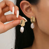 Women's Baroque Pearl Drop Earrings With Electroplated Iron Geometric Design Simple Vintage Fashion Jewelry