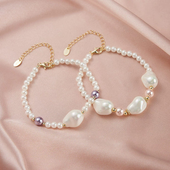 Women's Baroque Pearl S925 Bracelet Electroplated Light Luxury Niche Pink Shell Pearl Jewelry