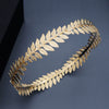 Women's Baroque Retro Round Metal Hair Band With Golden Olive Leaf Crown Design Electroplated Bridal Wedding Headwear