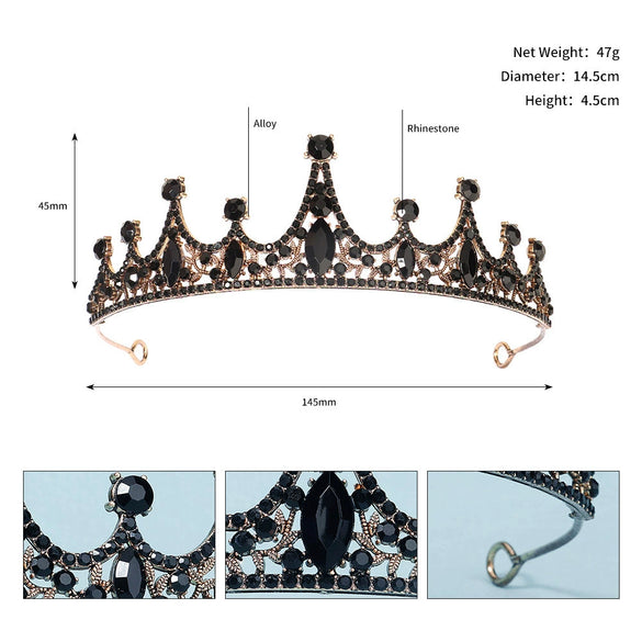 Women's Baroque Rhinestone Crown Alloy Headband Bridal Hair Accessory For Wedding And Photography