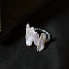 Women's Baroque Style Adjustable Ring With Natural Freshwater Specialshaped Pearls And Geometric Pattern Electroplated