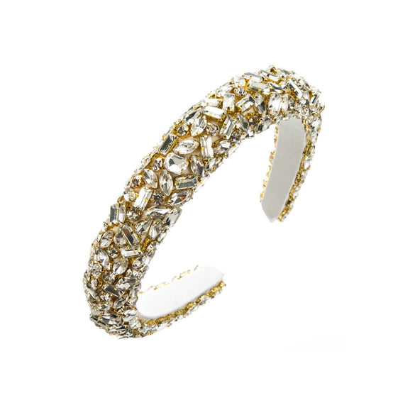 Women's Baroque Style Cloth Headband With Diamond Embellishment Hand Stitched Retro Light Luxury Hair Accessory