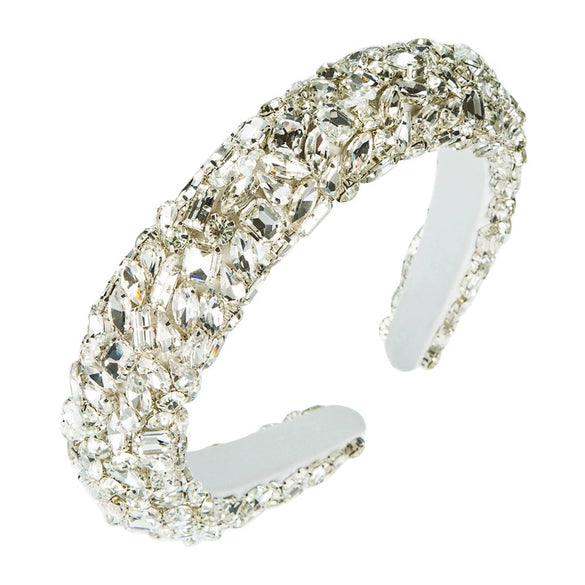 Women's Baroque Style Cloth Headband With Diamond Embellishment Hand Stitched Retro Light Luxury Hair Accessory