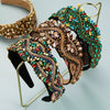 Women's Baroque Style Crystal Embellished Headband With Exaggerated Wide Statement Design Luxury Cloth Hair Accessory