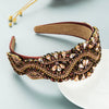 Women's Baroque Style Crystal Embellished Headband With Exaggerated Wide Statement Design Luxury Cloth Hair Accessory