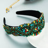 Women's Baroque Style Crystal Embellished Headband With Exaggerated Wide Statement Design Luxury Cloth Hair Accessory
