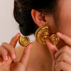 Women's Beach Wind Marine Series Conch Geometric Stainless Steel 18K Gold Plated Earrings With Furnace Vacuum Plating