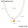 Women's Bead And Titanium Steel Pendant Necklace Bracelet Set With Small Ball Shape And Electroplating Treatment