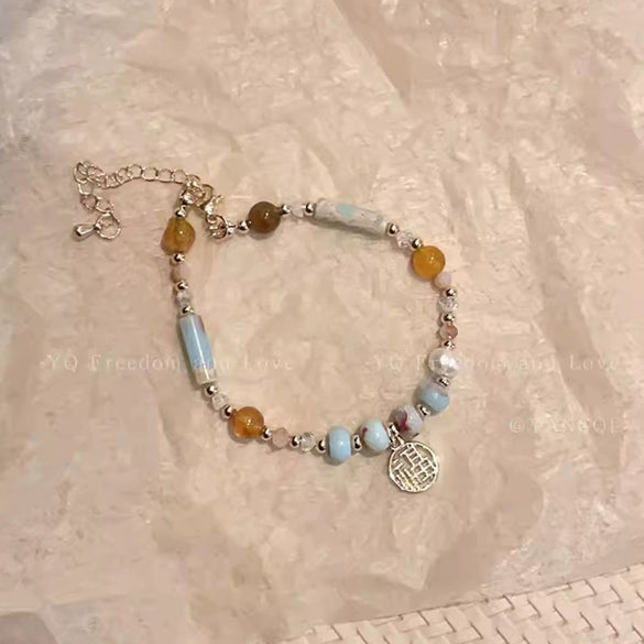 Women's Beaded Alloy Necklace With Geometric Pattern And Electroplating Treatment