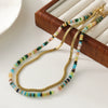 Women's Beaded Geometric Handmade Necklace With Natural Stone Pendant