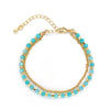 Women's Beaded Natural Tourmaline Stone Handwoven Geometric Multilayer Bracelet