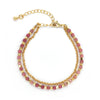Women's Beaded Natural Tourmaline Stone Handwoven Geometric Multilayer Bracelet