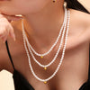 Women's Beaded Necklace Bracelet With 316L Stainless Steel Pendant In Baroque Style And Electroplating Treatment