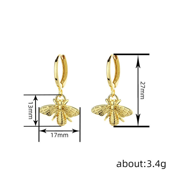 Women's Bee Earrings Copper Minimalist Animal Zodiac Geometric Jewelry