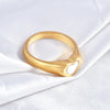 Women's Black Heartshaped Titanium Steel Epoxy Accessories Ring With Geometric Pattern And Electroplating Treatment