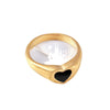 Women's Black Heartshaped Titanium Steel Epoxy Accessories Ring With Geometric Pattern And Electroplating Treatment