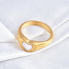 Women's Black Heartshaped Titanium Steel Epoxy Accessories Ring With Geometric Pattern And Electroplating Treatment