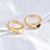 Women's Black Heartshaped Titanium Steel Epoxy Accessories Ring With Geometric Pattern And Electroplating Treatment