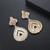 Women's Black Zircon Crystal Copper Geometric Earrings With Electroplated Finish Fashion Statement Jewelry