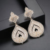 Women's Black Zircon Crystal Copper Geometric Earrings With Electroplated Finish Fashion Statement Jewelry
