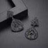 Women's Black Zircon Crystal Copper Geometric Earrings With Electroplated Finish Fashion Statement Jewelry