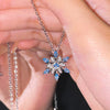 Women's Blue Copper Zircon Snowflake Necklace With Geometric Star Pendant Elegant Christmas Holiday Jewelry
